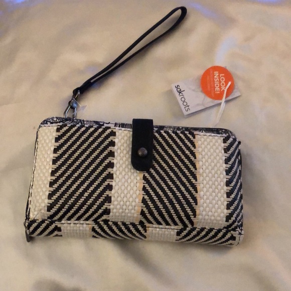 sakroots Woven Large Smart Phone Crossbody Bag Black & White Soulful Desert NWT - Picture 15 of 16